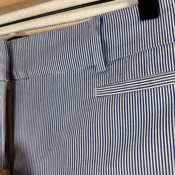 Talbots Womens The Perfect Crop Pants Blue Pinstripe Cotton Blend Petite 10P - Picture 3 of 10